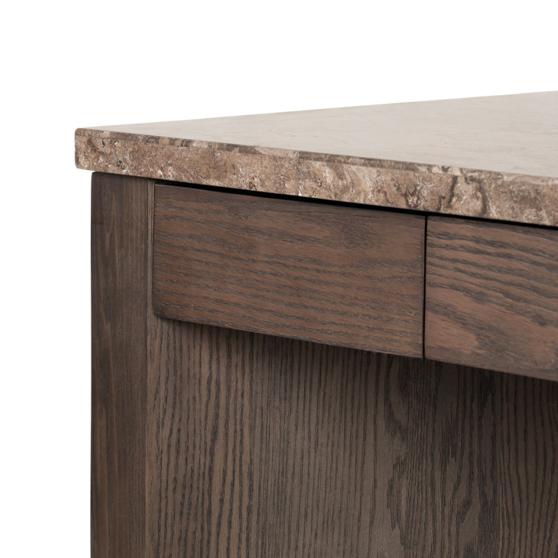 Lawson Writing Desk, Warm Grey Marble/Brown