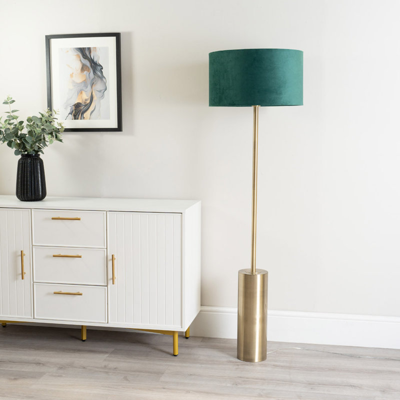 Lexy 150cm Traditional Floor Lamp, Antique Brass, Forest Green