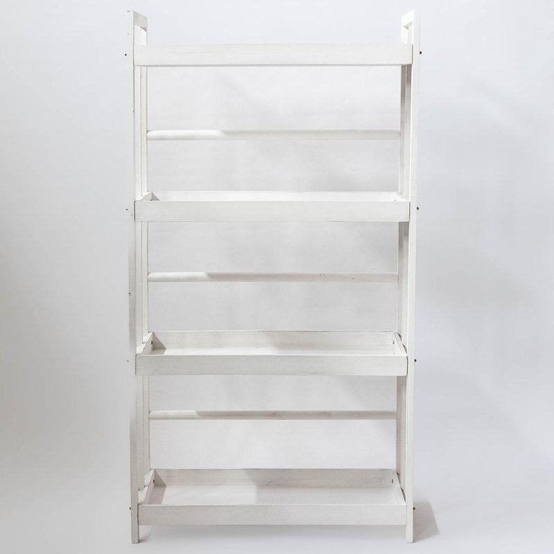 Support à plante blanc avec 4 tablettes et chevilles en bois