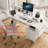 47" Computer Desk With Power Outlet,Monitor Stands,Shelves, Office Desk/Writing Table/Gaming Desk With Drawers,Large Side Pocket And Hooks,Easy To Assemble,Frame Stability Reversible-166870801