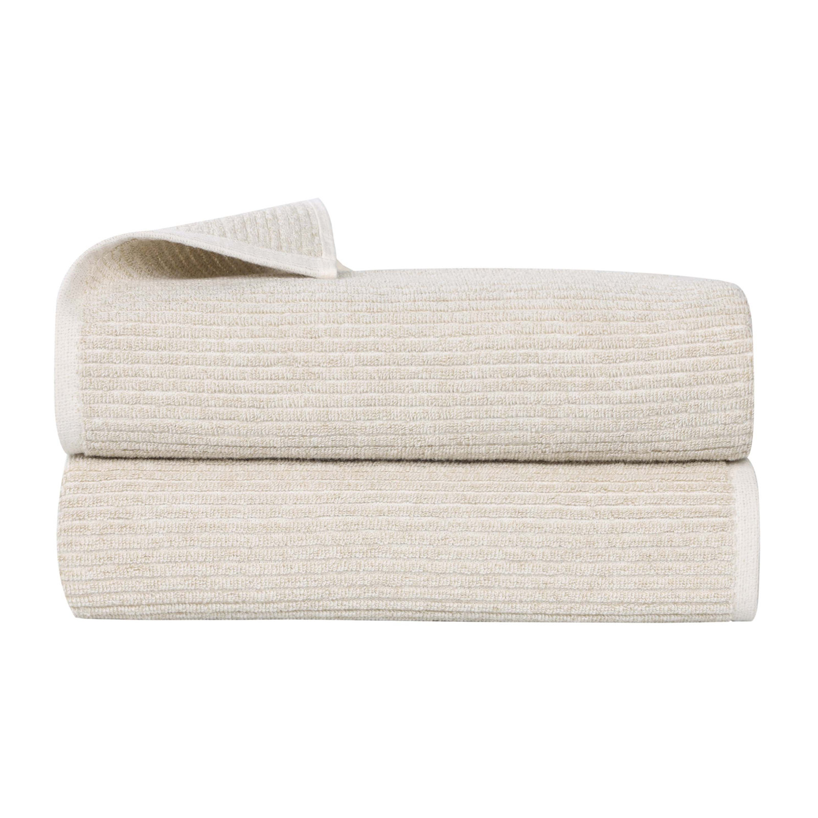 Ribbed Viscose Cotton Bath Sheets, Beige