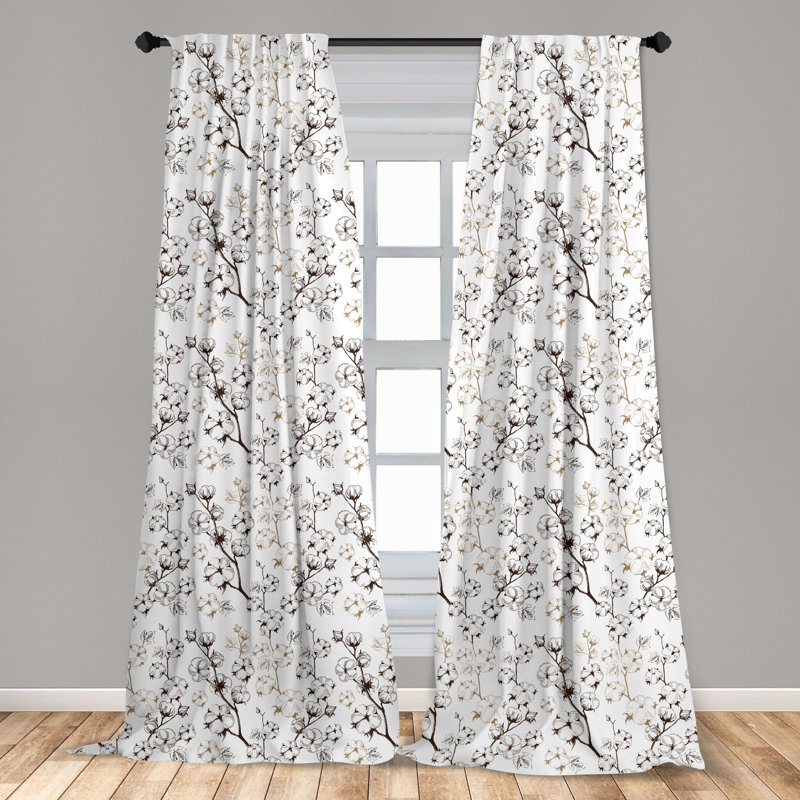 Botanical Floral Semi-Sheer Rod Pocket Curtain Panels, 28" x 63"
