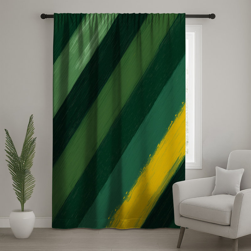 Rideaux vert à rayures diagonales, rideaux occultant à rayures - 1 panneau, 50 po x 80 po - 1 panneau, Blocage