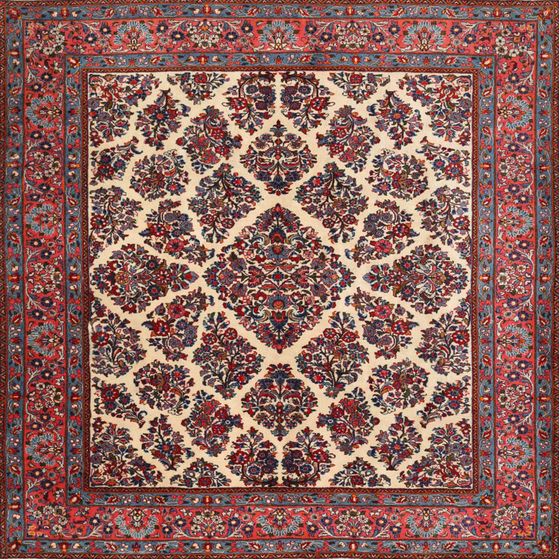 Brun traditionnel/noir/crème Tapis décoratif, Rond 8 pi