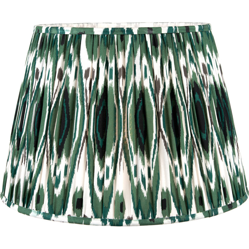 Pleated Cotton Cylinder Shade, 31cm H x 45cm W x 45cm D, Green