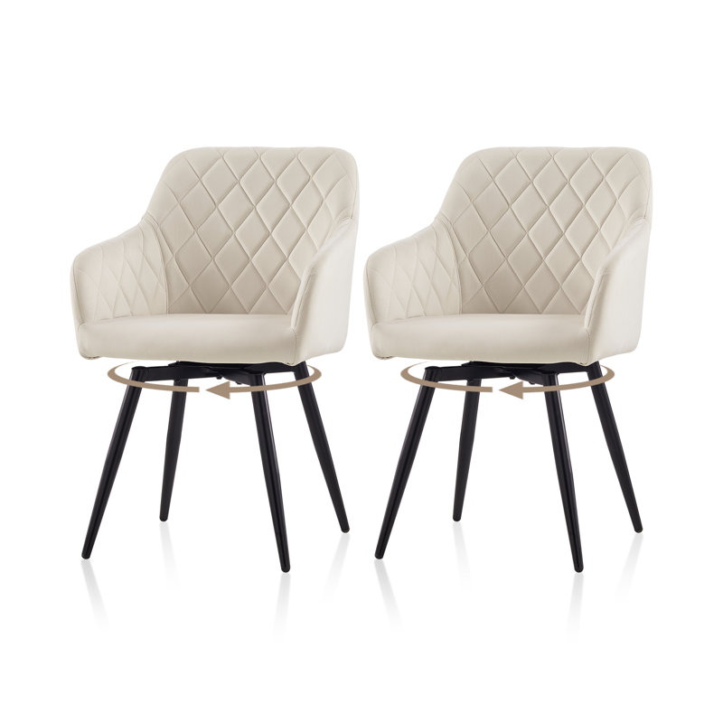 50cm H Velvet Upholstered Metal Armchair, Beige
