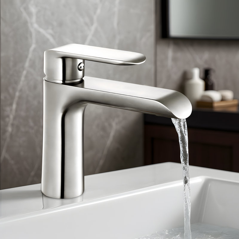 Blossom Brushed Nickel Single Hole Bathroom Faucet – Modern Single Handle Sink Faucet with Sleek Design and Solid Brass Construction