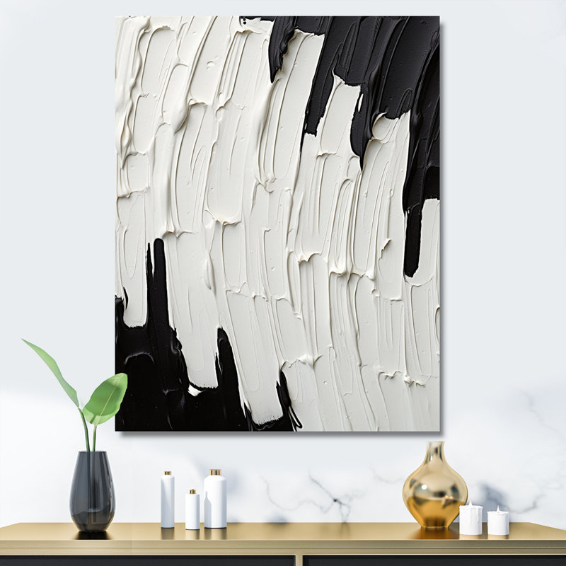 «Momentary Spirit» noir et blanc abstrait I - reproduction d'art sur toile, H 44 po x l 34 po, Sans cadre, Toile tendue