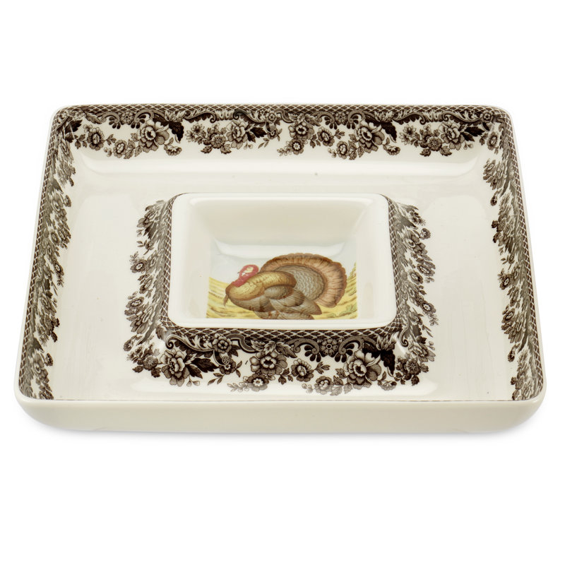 Spode - Woodland - Service de trempette carré - Turquie - brun / blanc
