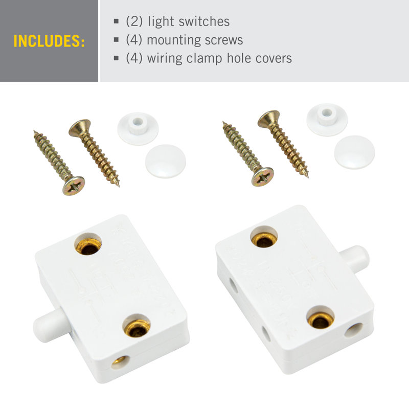 White Cabinet Door LED Light Switch (2-Pack)