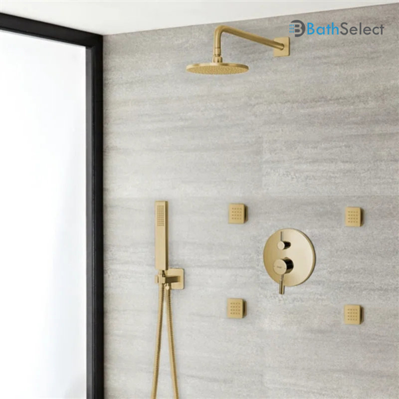 Bravat Gold 3-Way Concealed Shower Set with Thermostatic Mixer – Elegant & Functional