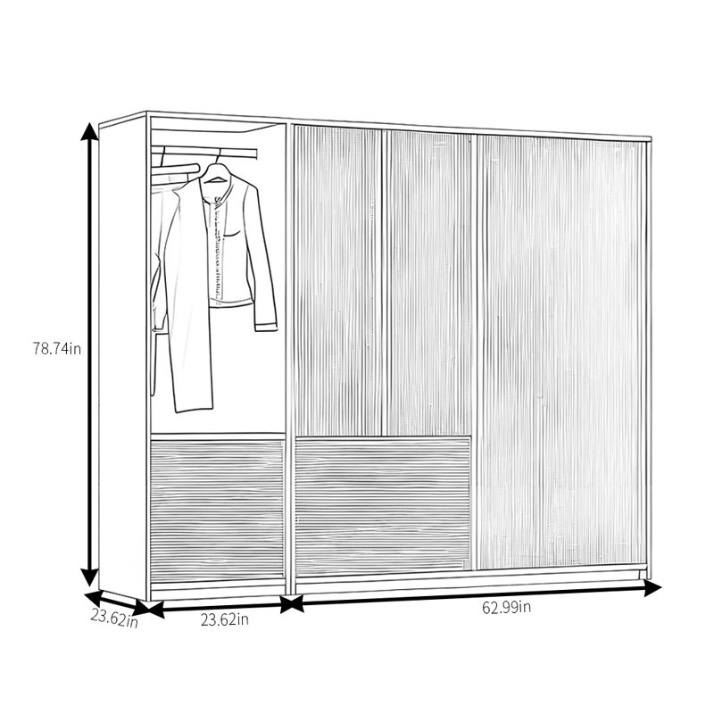 Garde-robe moderne, simple et tendance, H 79 po x l 87 po x P 24 po