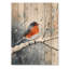 Oiseau Robin dans la neige hivernale I - Art mural en bois oiseau - sur bois de pin naturel-547841286