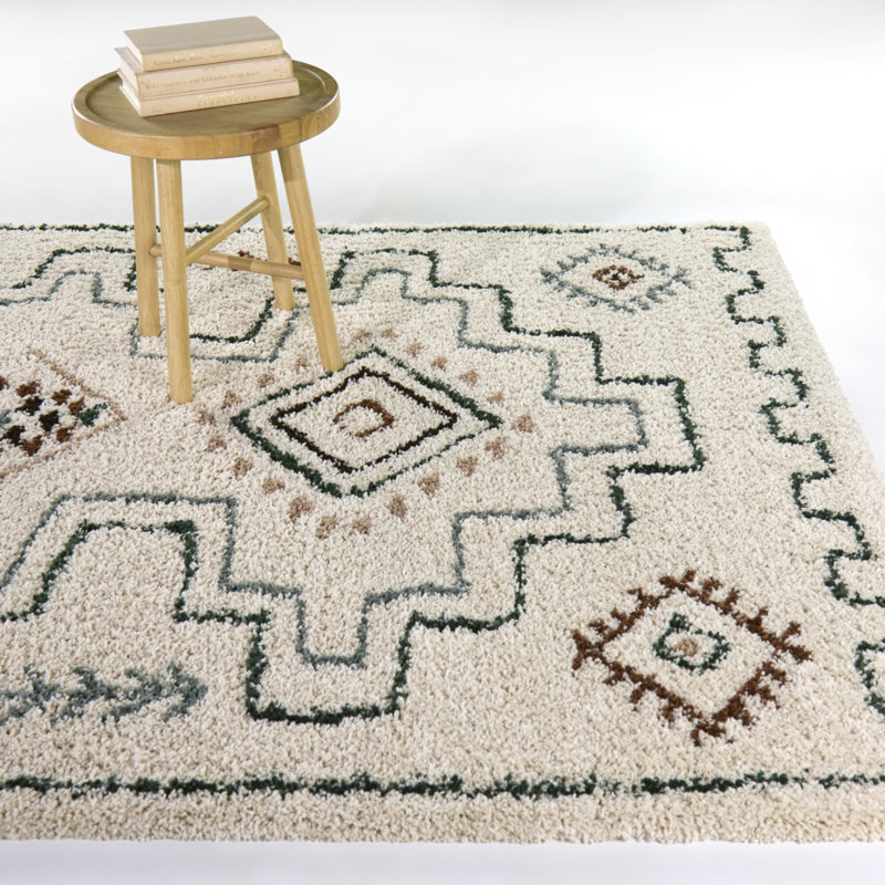Tapis crème à poils longs Eugenia, Rectangle 5 pi 3 po x 7 pi
