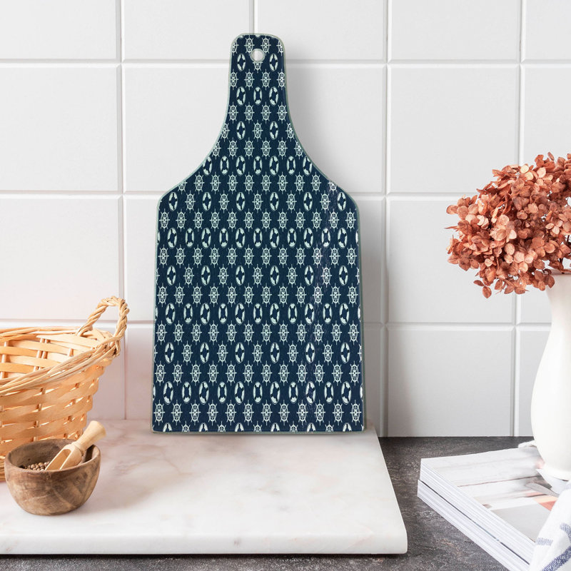 Nautical Blue Tempered Glass Rectangular Cutting Board
