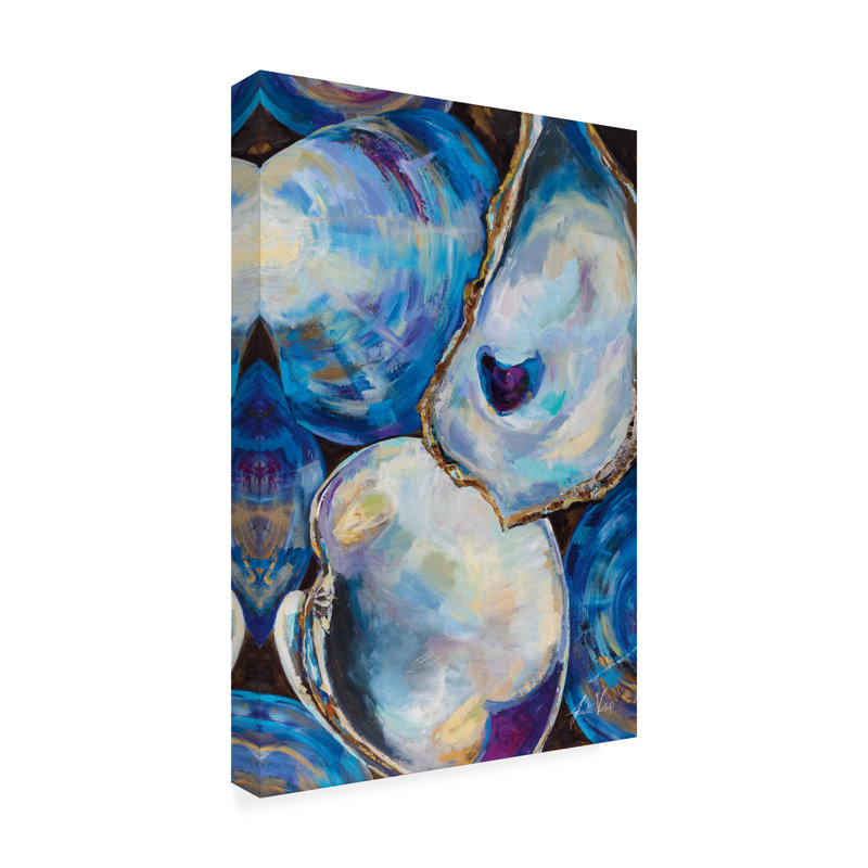 Matunuck Shells White and Blue Abstract Canvas Art
