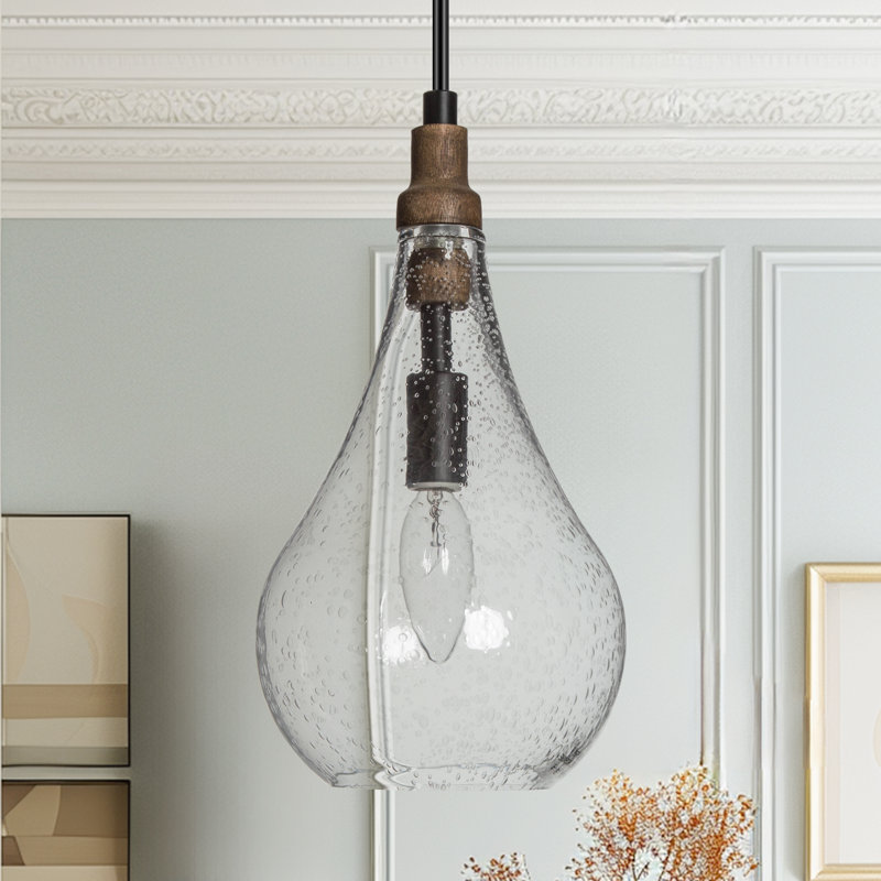 Jahaad 1-Light Unique Teardrop Pendant Light, Brown