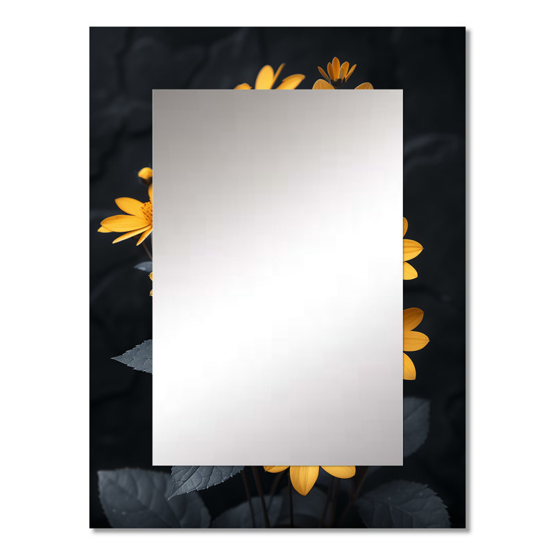 Fragrant yellow black Daisy photo I - Daisy Wall Mirror, Traditional Decorative Mirror, Printed Metal Art, 32" x 24"