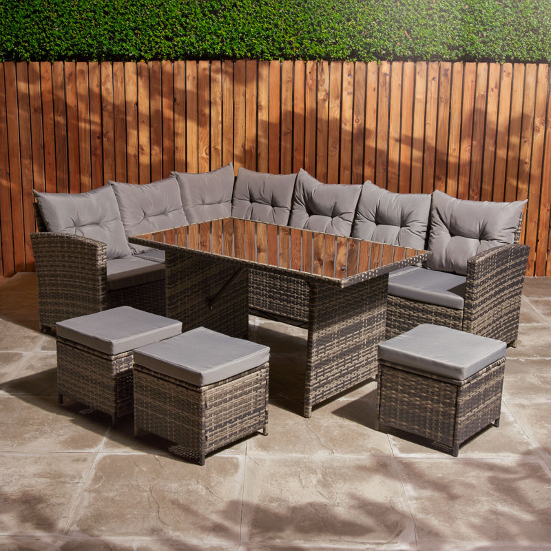 Coeymans Rectangular 9 - Person 130cm Long Dining Set with Cushions
