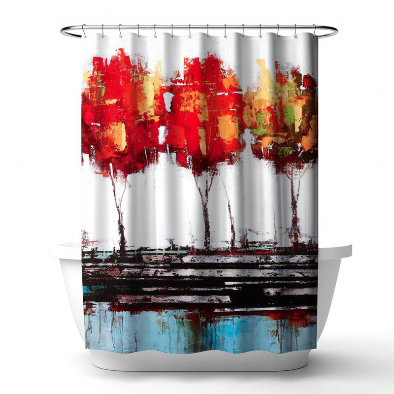Shower Curtain LA74 – Polyester Shower Curtain, Dye Sublimation Print, 71" W × 74" L