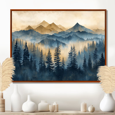 «Glauco Majestic Natures Layers Of Mountains III - Mountains», reproduction d'art sur toile encadrée