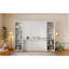Grand lit escamotable avec bureau et bibliothèque, blanc-496324009