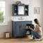 Meuble-lavabo de salle de bain 36 po avec lavabo supérieur, armoire de rangement moderne avec 2 portes à fermeture douce et meuble-lavabo simple-673147345-673147346