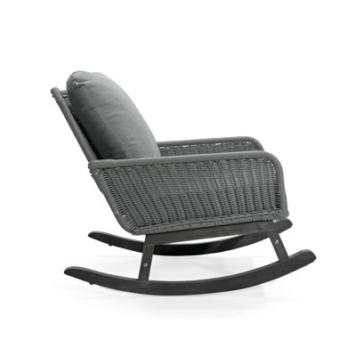 Modern PE Wicker Rocking Chair With Cushions