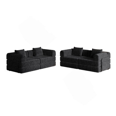 Convertible Sofa, 4-Seater Sofa With Side Storage Pockets For Living Rooms, Bedrooms