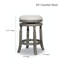 Tabouret de comptoir 24 po, finition gris patiné, assise en tissu gris anthracite