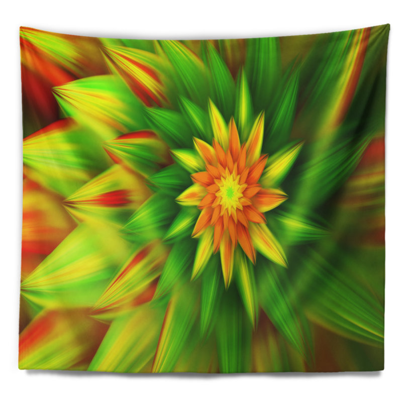 Tapisserie floral incroyable danse de pétales verts, H 32 po x l 39 po