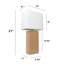 Lampe de table en cuir 21 po avec abat-jour rectangulaire en lin blanc-105848919-105865449-81096607