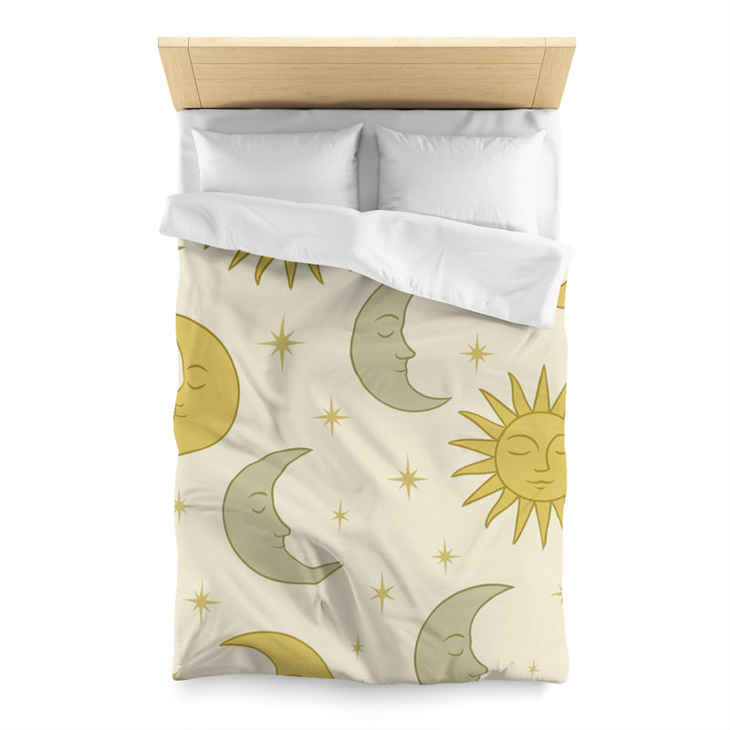 Microfiber Duvet Cover Boho Style, Design 53, Twin Duvet Cover, White