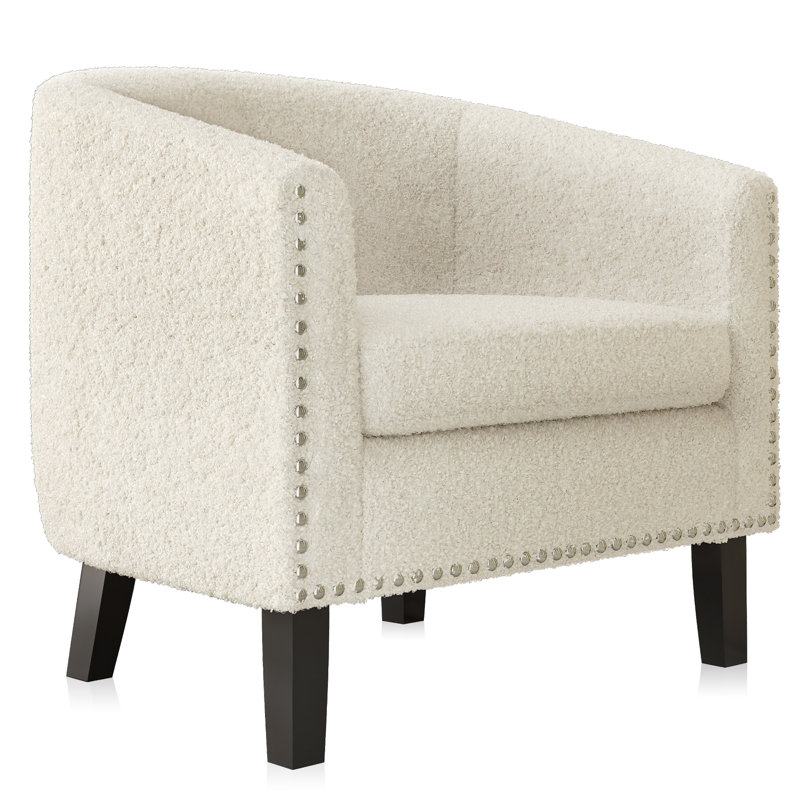 Fauteuil demi-tonneau de 28,74 po Cohmer, Polyester blanc
