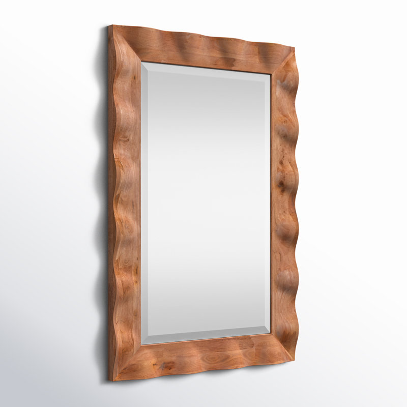 Shaya Rectangle Solid Wood Beveled Mirror, Brown