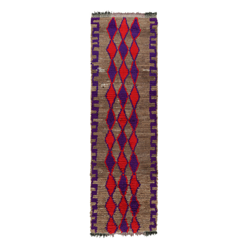 One-of-a-Kind 3'1X9'9 1950s Wool Area Rug