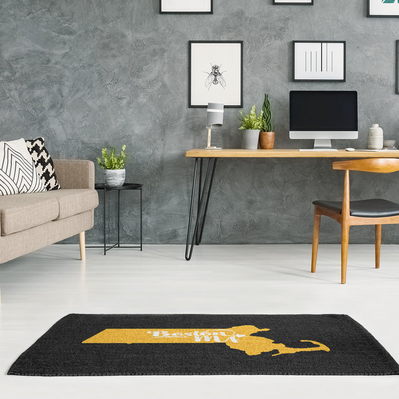 Tapis de boston sports area black, Rectangle 5 pi x 7 pi, Oui