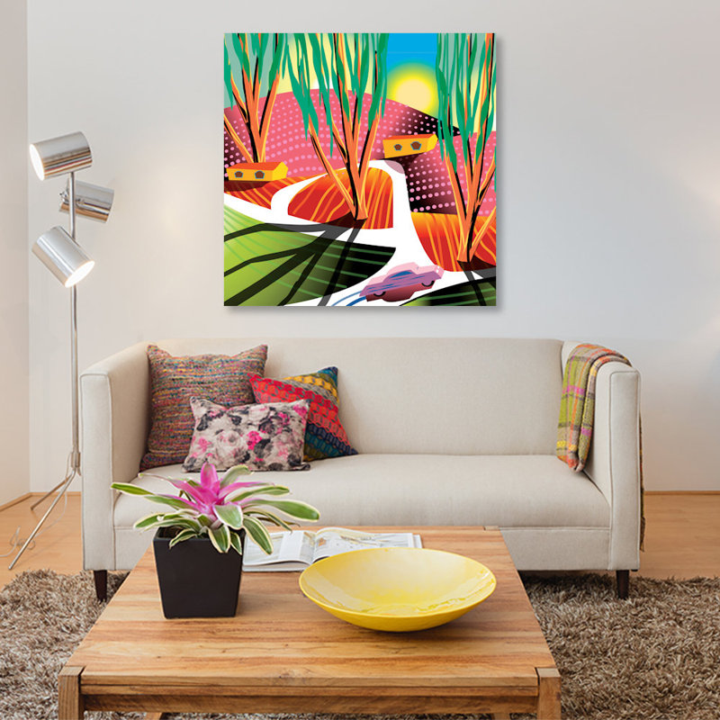 « trip to elysian park », reproduction d’impression sur toile, H 12 po x l 12 po x P 0,75 po, Toile tendue, Pas de tapis