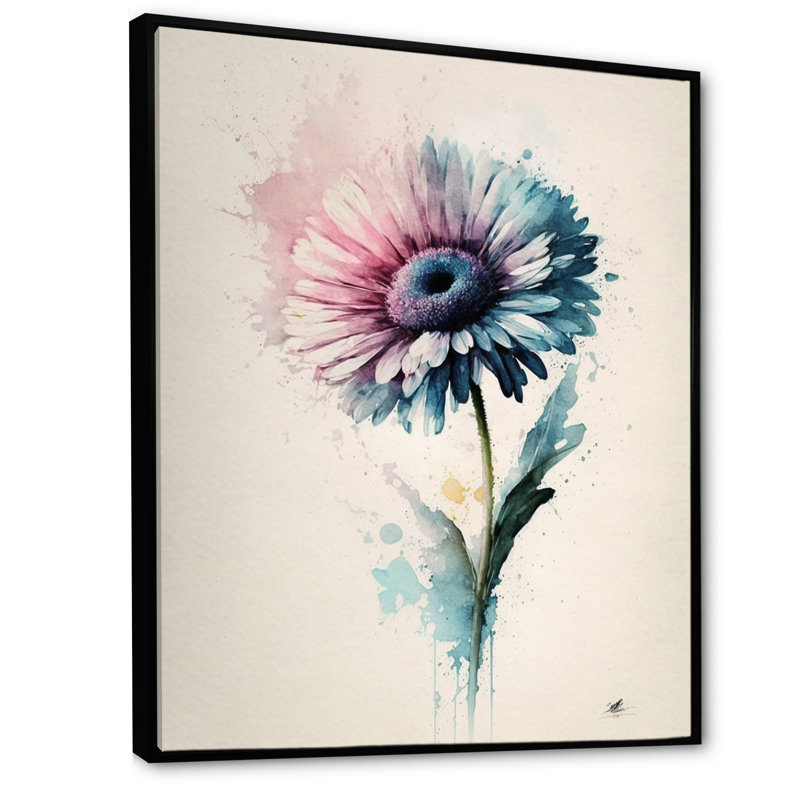 " Flower Gerbera V ", 12" W x 20" H, Black Floater Framed Canvas