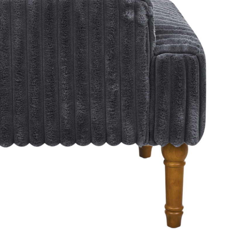 Chaise d'appoint rembourrée moderne et confortable avec tissu en velours côtelé, pieds en bois massif, Dark Grey, 1