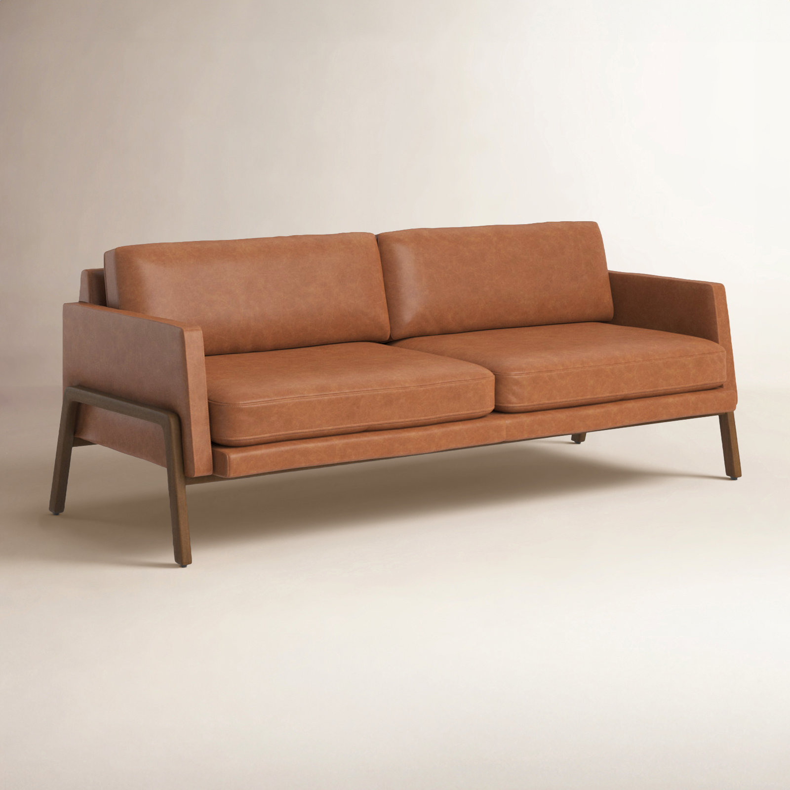 Viviana 84'' Upholstered Sofa, Sonoma Butterscotch Genuine Leather, Beige