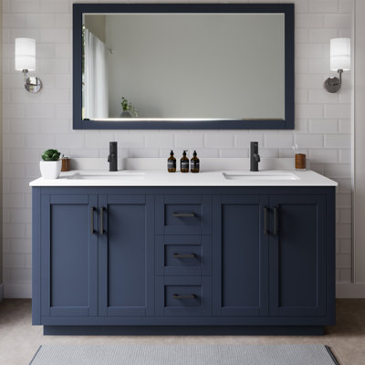 Miranda 66" Freestanding Double Bathroom Vanity with Cultured Marble Top