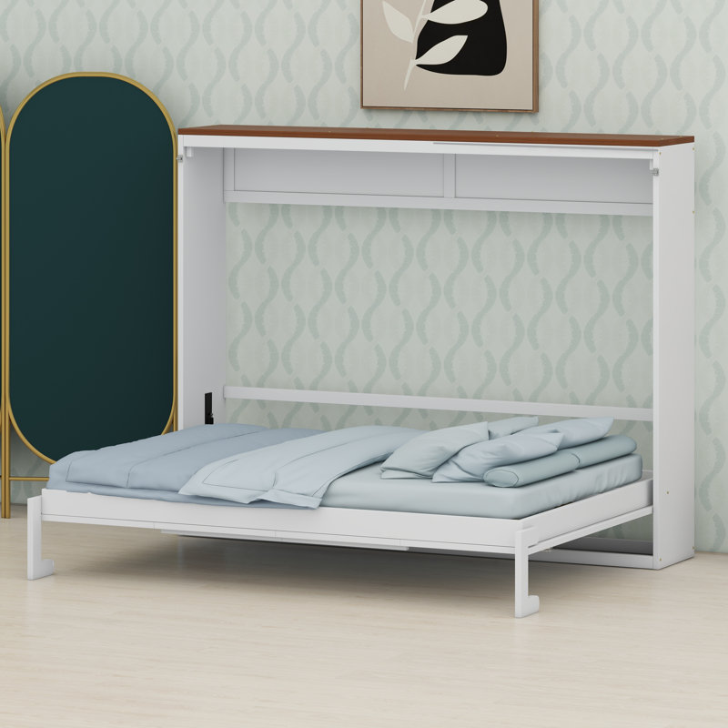 Lit escamotable multifonctionnel avec connectivité USB et conception murale, Blanc