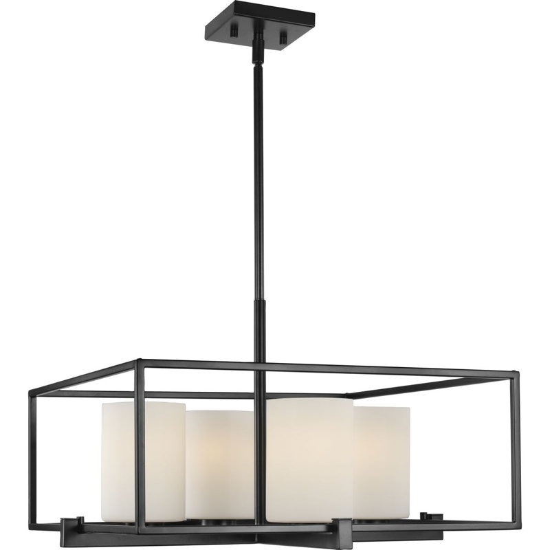 Lustre rectangulaire unique à 4 lumières Alexi, Noir