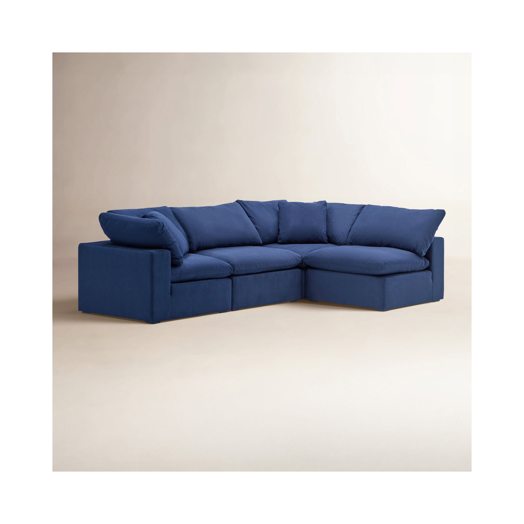 Calana Luxe Modular Sectional, 3 Piece, Navy Revolution Performance Fabrics