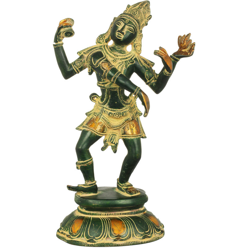 Statue Shiva dansante, Vert antique / doré