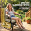 Fauteuil oscillant d'extérieur, fauteuil de patio avec coussins, structure en acier, accoudoirs courbés, chaise berçante simple pour cour, porche, jardin, bord de piscine, beige-1704729264