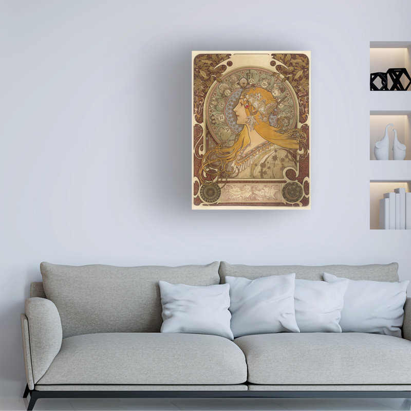 Zodiaque d'Alphonse Marie Mucha, 1896, art sur toile, H 32 po x l 24 po, Tanné