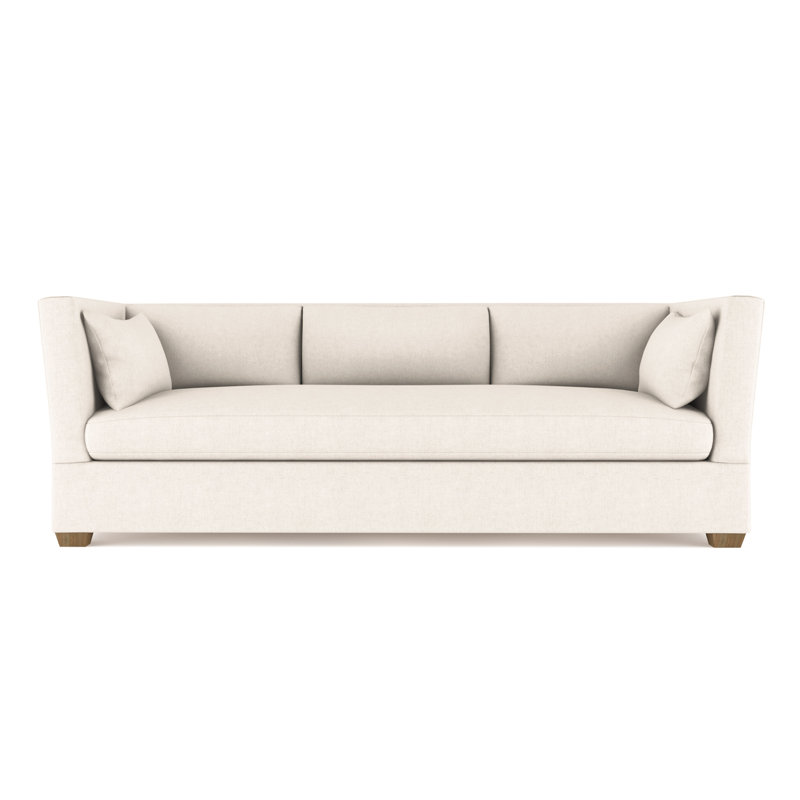 Rivington Flare Square Track-Arm Sofa, 31" H x 96" W x 37" D, Plush Velvet Alabaster, Ebony