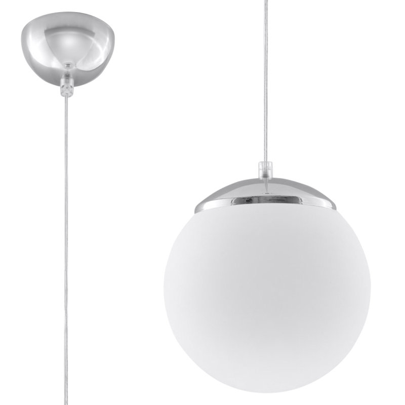 Huings 1 - Light Sphere Pendant, Chrome, 150cm H x 20cm W x 20cm D
